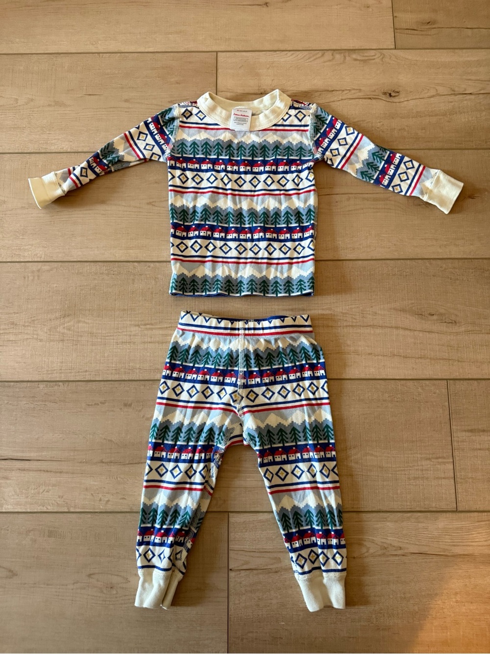 Hanna Andersson Girls Boys Long Sleeved & Pants Pajamas Fair Isle Trees